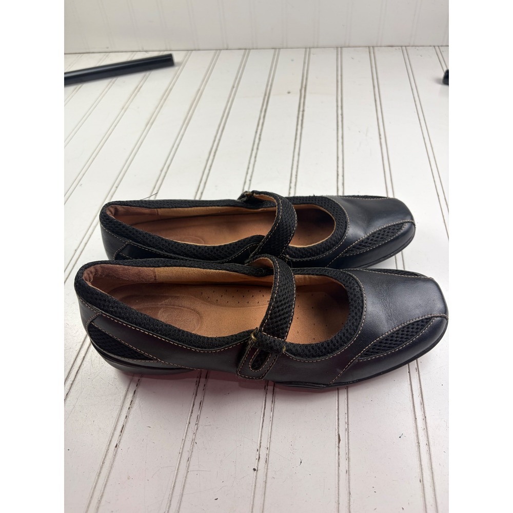 Naturalizer Black Leather Mesh Mary Jane Comfort Flats Women's Size 8M - Picture 4 of 10